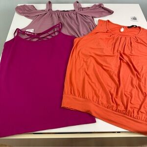 Sheila Rose Size 2X Set of 3 Tops; Rose, Pink, Coral New With Tags